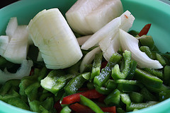 Grilled fajita chicken sliced for pizza