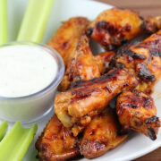 Grilled honey wings with dipping sauce