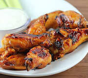 Grilled chicken wings with honey glaze