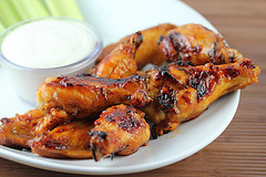 Grilled chicken wings with honey glaze