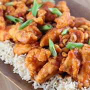 Hunan chicken over white rice