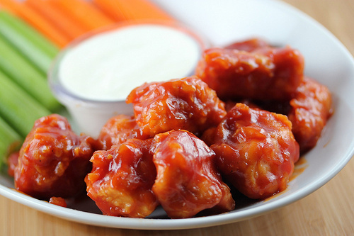 BBQ chicken bites with dipping sauce