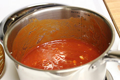 BBQ sauce cooking in saucepan