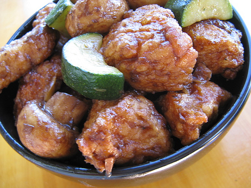 Mushroom chicken with crispy coating