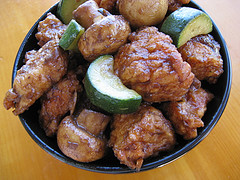 Mushroom chicken with crispy coating