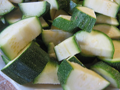 Chopped zucchini for mushroom chicken