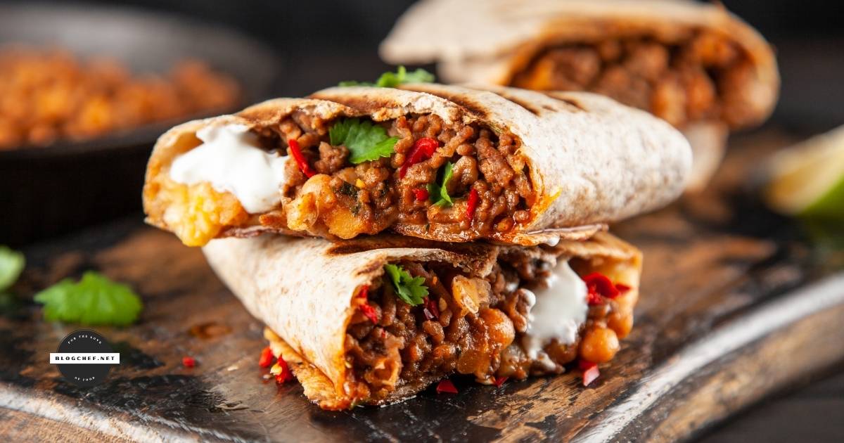 Close up of prepared burrito