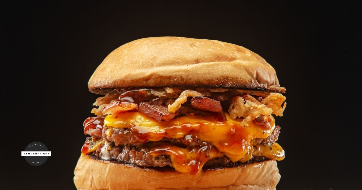 Close up of bacon burger
